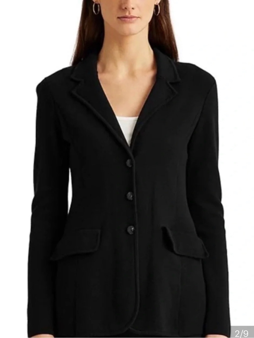NWT Lauren Ralph Lauren Black Sweater Knit Blazer Size L MSRP $195